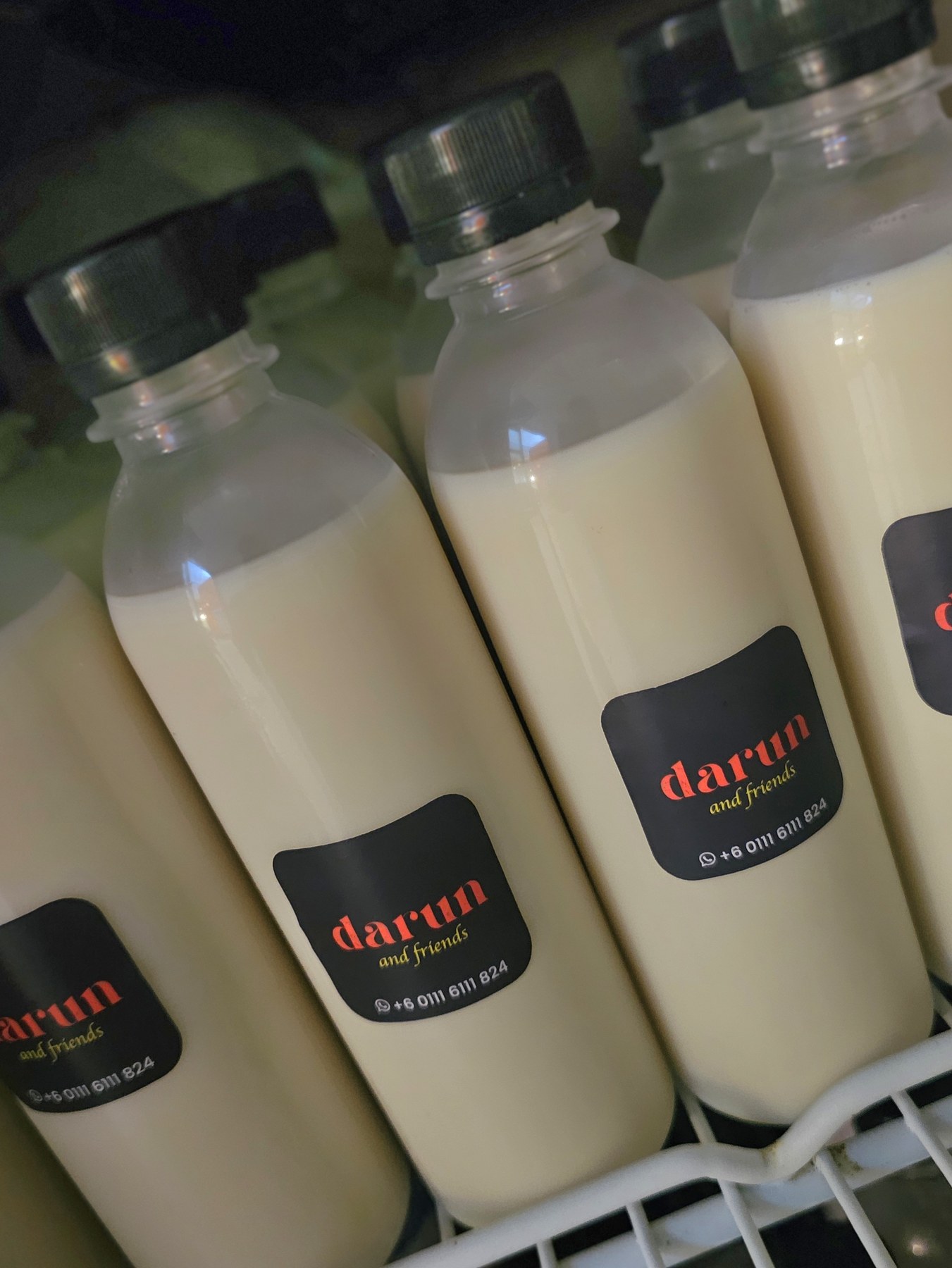 Bottled milk drinks with Darun branding